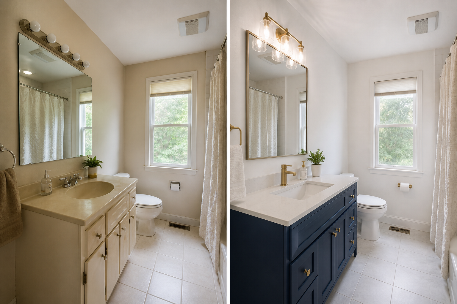 Before and after bathroom upgrade