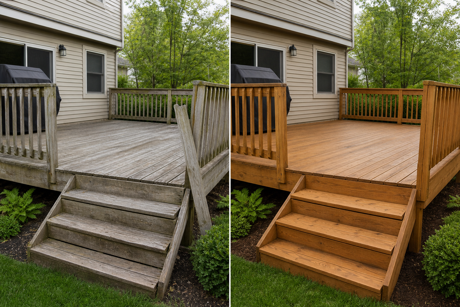 Before and after deck repair